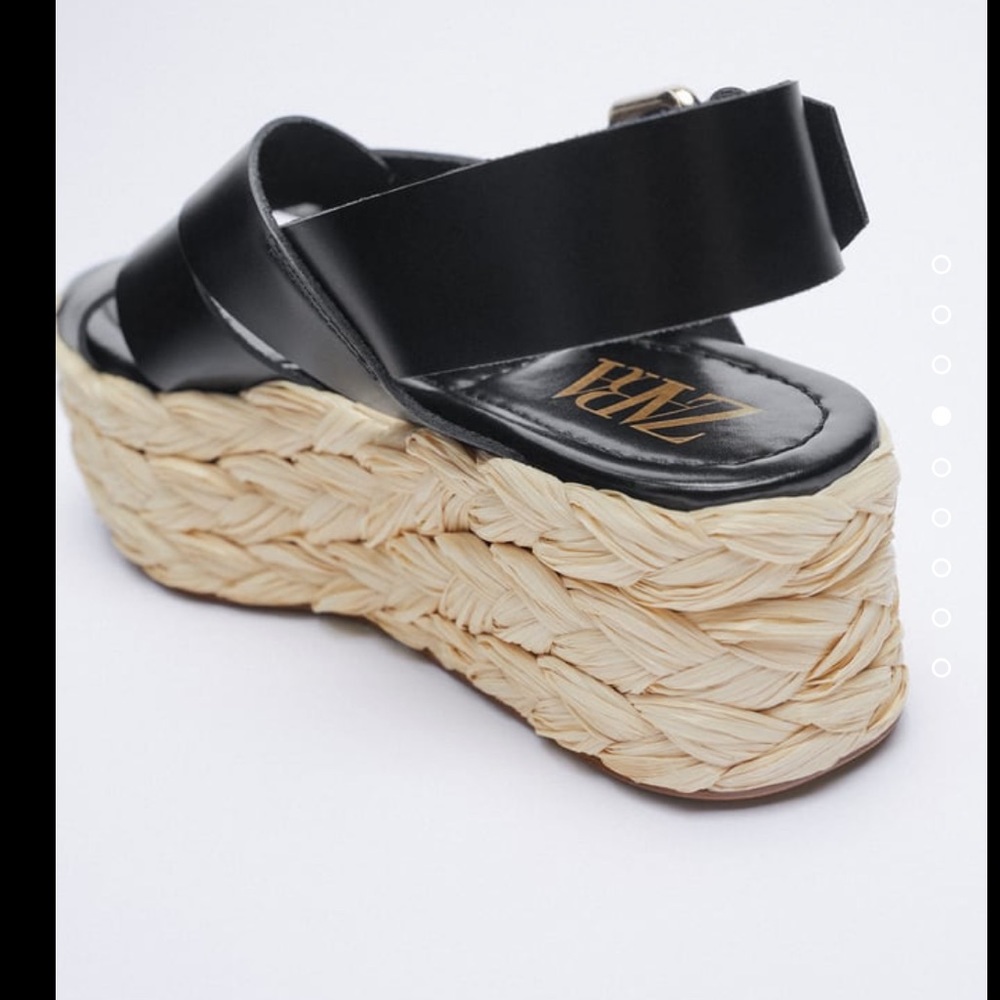 Zara chunky leather platform woven sole sandals